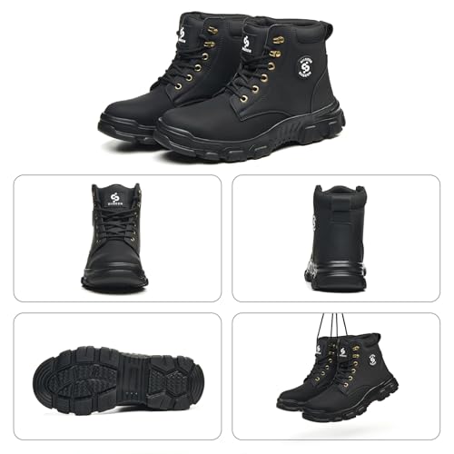 Image of Steel Toe Boots for Men Women Comfortable Lightweight Work Boots for Men Industrial Construction Boot Non Slip Work Shoes