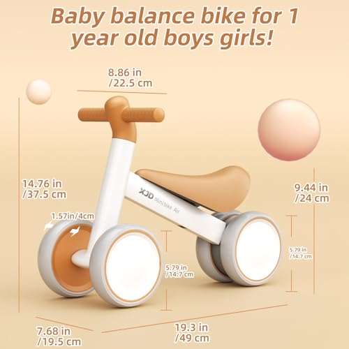 XJD Baby Balance Bike 1 Year Old Toddler Ride On Toys for 10-24 Months Baby Trike Garden Toys First Bike 1 st Birthday Toys for Girls Boys Toddler bike No Pedals (Brown) - Image 2