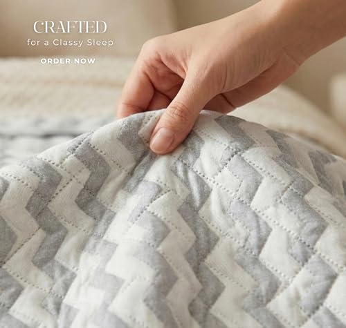 Image of BSB HOME 100% Cotton Ultrasonic Quilted Bedspread Set - 280 Thread Count, Stitch-Free Soft Lightweight Coverlet, King Size 90 x 100 Inches, Breathable Bed Cover with 2 Pillow Cases (Dove Grey) | Breathable Material