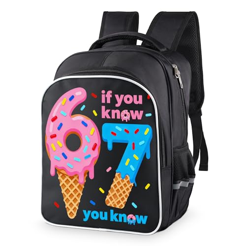 CozyNuukee 67 Backpack, 6 7 meme Backpack ice cream, Casual Daypack Backpacks, Six Seven Number Large Capacity Durable Backpack, Travel Lightweight Waterproof Daypack