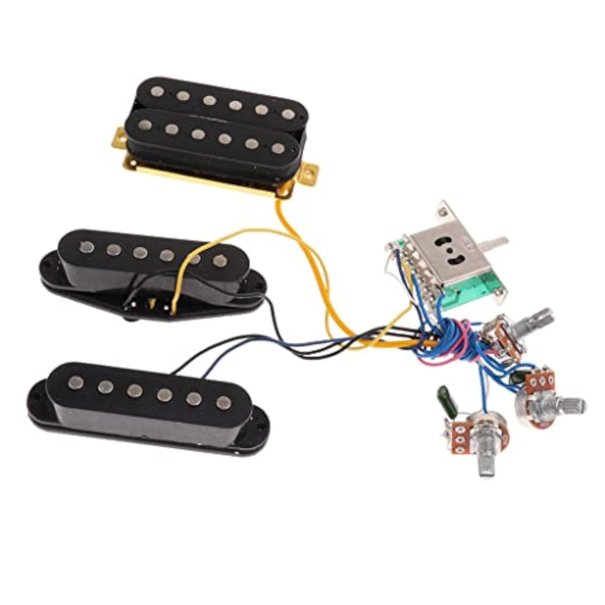 Prewired 6 String Guitar Single Pickup Humbucker Harness, Black