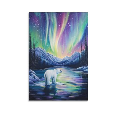 Ours Polaire Murale Décoration Toile Affiche pour Salon et Chambre 50x75