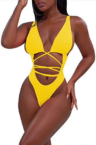 Sovoyontee Women's Sexy One Piece Swimsuits Bikini Bathing Suit Neon Fuchsia XL