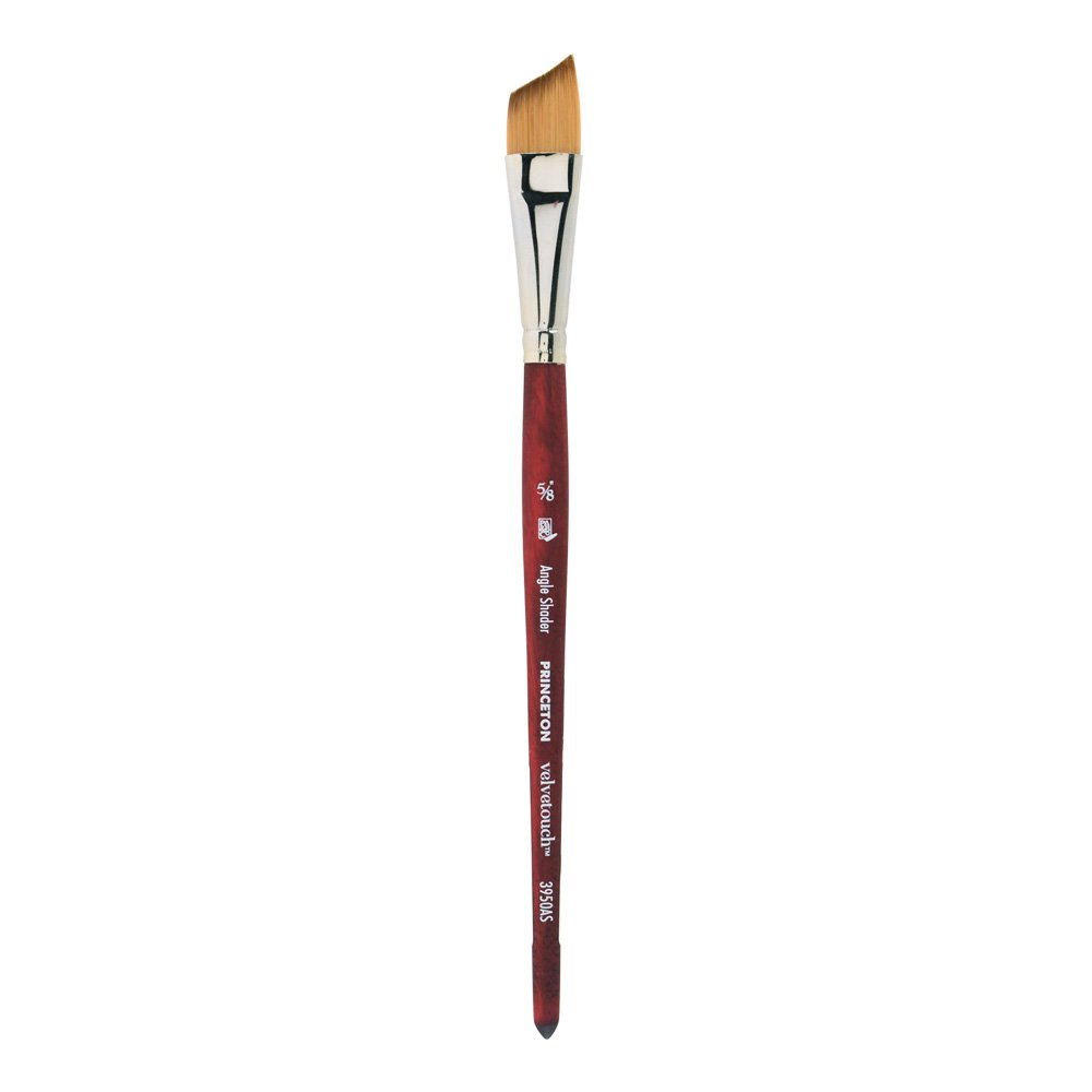 Princeton Velvetouch Artiste, Mixed-Media Brush for Acrylic, Watercolor & Oil, Series 3950 Angle Shader Luxury Synthetic, Size 5/8