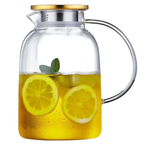 MESNEY Karaffe 2 liter, Wasserkaraffe, Glaskaraffe mit Deckel und...
