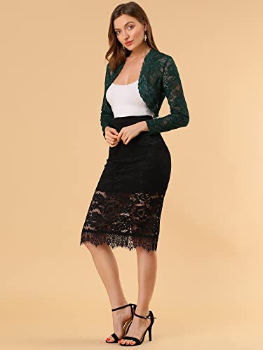 Image of Allegra K Women's Elegant Crop Cardigan Sheer Floral Lace Bolero Shrug Top