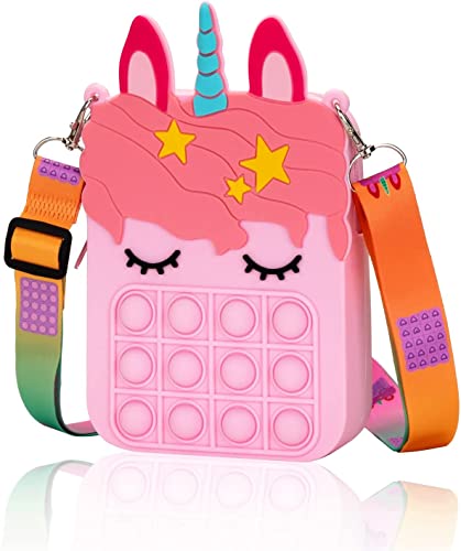 FunBlast Unicorn Pop it Sling Bag with Light- Crossbody Bag for Kids, Pop it Purse for Girls, Pop it Sling Bag for Girls, Sling Bag for Women – Best Birthday Return Gifts for Kids