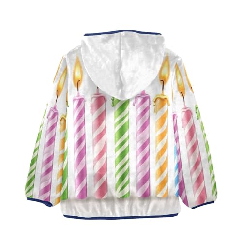 Colorful Birthday Burning Candles Girls Fleece Jacket Girls Fall Jacket Girls Zip Up Hoodie Girls Sherpa Jacket 2-10T2