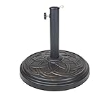 Oakland Living Round 33 lb Concrete Patio Umbrella Stand, Antique Black and...
