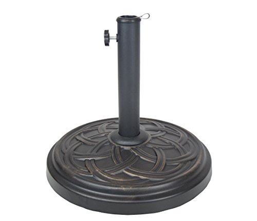 Image of Oakland Living Round 33 lb Concrete Patio Umbrella Stand, Antique Black and Bronze,4235-US33-AB