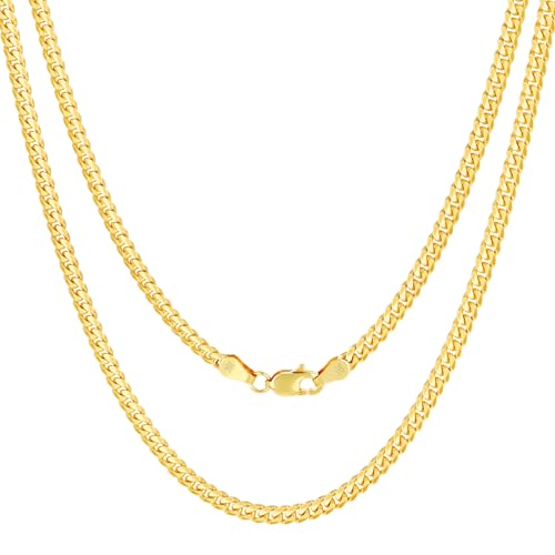 Nuragold 18K Real Yellow Gold Solid Miami Cuban Link Chain Necklace 16"-30" (2.7mm-7mm) Italian Jewelry for Men & Women2