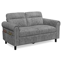 Blishom Divano a 2 posti, divanetto con tasca laterale, moderno divano a due posti con cuscini di seduta rimovibili per soggiorno, camera da letto, ufficio, 152 x 76 x 84 cm (grigio scuro)