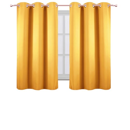 Image of LEMOMO Yellow Blackout Curtains 42 x 54 Inch Length Set of 2 Panels Grommet Bedroom Curtains for Living Room