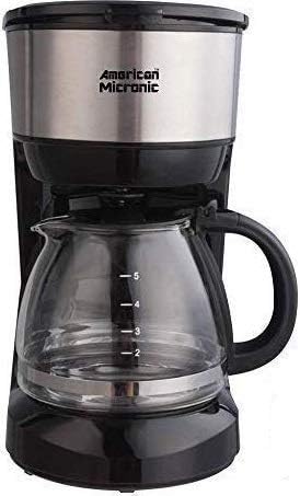 AMERICAN MICRONIC INSTRUMENTS Imported 6 Cups, Coffee Maker with Reusable Filter (Black & Steel, 750ML, AMI-CM1-750Dx)
