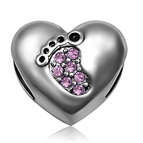 JMQJewelry Sister Heart Baby Daughter Feet Love Birthday Birthstone June Puple Womens Bead Charms for Bracelets Wife Mom Husband Grandma Mothers Jewelry 2021