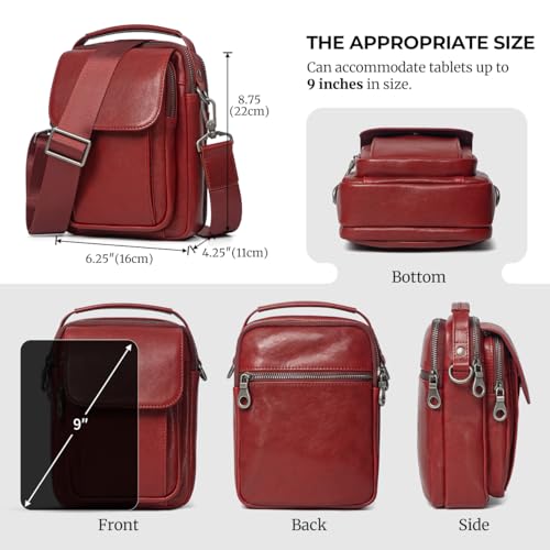 Image of Augus Genuine Leather Small Messenger Bag Crossbody