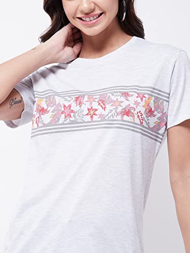 Image of Modeve Women Printed Cotton Blend Half Sleeve Round Neck T-Shirt for Summer