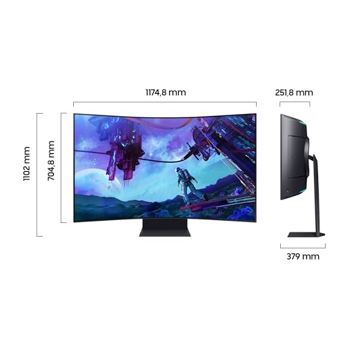Samsung Odyssey Ark G97NC (2nd Gen), Curved Gaming Monitor, 55 Zoll, Mini-LED VA-Panel, 4K UHD-Auflösung, AMD FreeSync Premium Pro, Reaktionszeit 1 ms, Bildwiederholrate 165 Hz, Schwarz, S55CG970N
