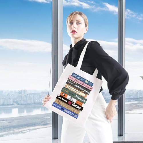 JTOUK Sac fourre-tout en toile pour les amateurs de livres Austen Book Club, Jane Book Tote EU, 13.78 inch x 15.75 inch, Large – vue 5