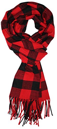 Ted and Jack - Jack s Classic Cashmere Feel Buffalo Check Scarf in Black and Red