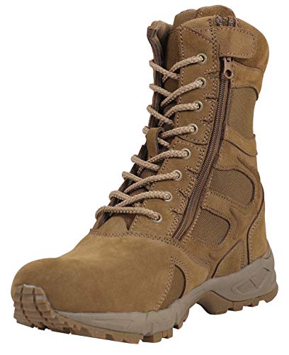Rothco Forced Entry 8" Deployment Boots with Side Zipper, AR 670-1 Coyote Brown