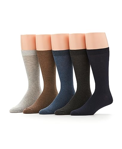 Perry Ellis Men's Portfolio Crew Socks With Reinforced Heel and Toe, Premium Stretch Fabric, 5-pack2