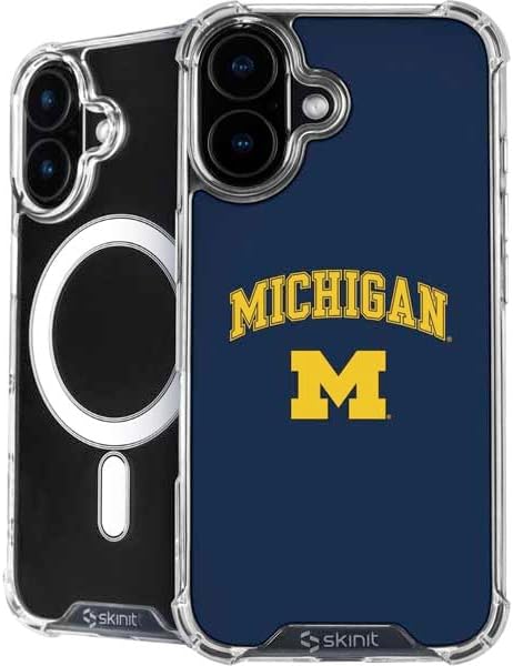 Skinit Phone Case Compatible with MagSafe iPhone 17 - Officially Licensed University of Michigan White Jersey Design