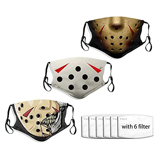 Halloween Face Mask 3PCs Men Women's Horror Mask Balaclava Bandana with Adjustable EarLoops-7