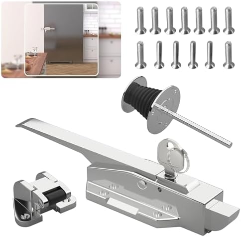 Noliven Walk in Cooler Door Handle, Stainless Steel Complete Latch Kit, 5.9" Solid Metal Interior Release, for Freezer Lock, Oven Lock, Lab Door Locks, Silver