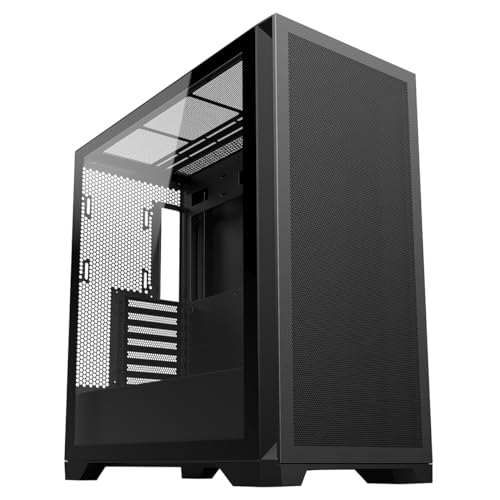 CiT Pro Creator XR Mid-Tower High-Airflow ATX PC Gaming Case With 2 x USB3.0 & 1 x USB-Type C Mesh Front Panel With Tempered Glass Side Panel and 2 x Dust Filters | Black No Fans