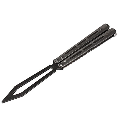 Ranstac Herramienta Cuchillo Mariposa Práctica Trainer de Entrenamiento Balisong CS HDD32 (Negro Mate)