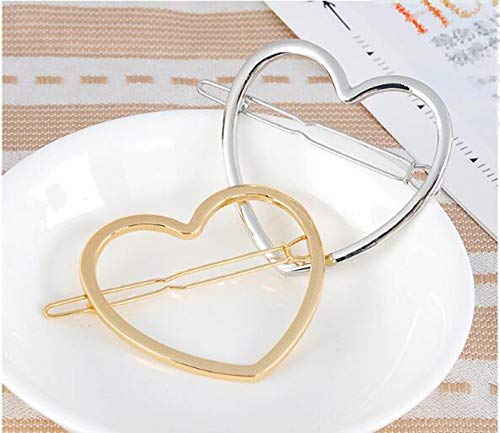 Numblartd 2 Pcs Hollow Smooth Love Heart Hair Pins Clip - Fashion Cute All-Match Hairpin Side Clamp Liu Hai Horse Tail Clip Hair Accessories For Women Lady #TOP2