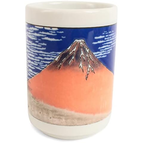Mino ware Japanische Keramiktasse Sushi Yunomi Chawan Teetasse Rot Fuji hergestellt in Japan (Import Japan) HMY001 Cover
