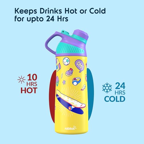 Image of rabitat Adventure Ready Combo- Munchbee Pro Divided Lunch Box 1000ml & Insulated Stainless Steel Zylo Bottle 550ml | Leak-Proof Tiffin Box & Water Bottle for Boys & Girls | Spunky