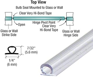 CRL Shower Door Translucent Vinyl Bulb Seal with Pre-Applied Tape for 7/32 Gap