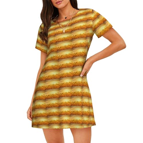 Chemise de nuit légère pour femme en motif de blé pour l'été