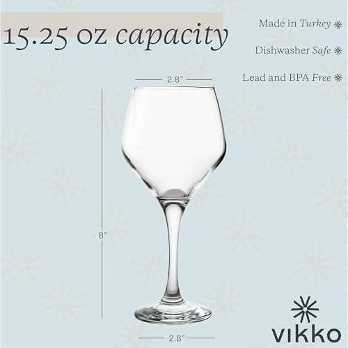 Miniatura 2 de Vikko Copas de vino tinto Juego de 12, gran capacidad de 15.25 onzas, copas de vino de tallo duraderas, aptas para lavavajillas, perfectas para