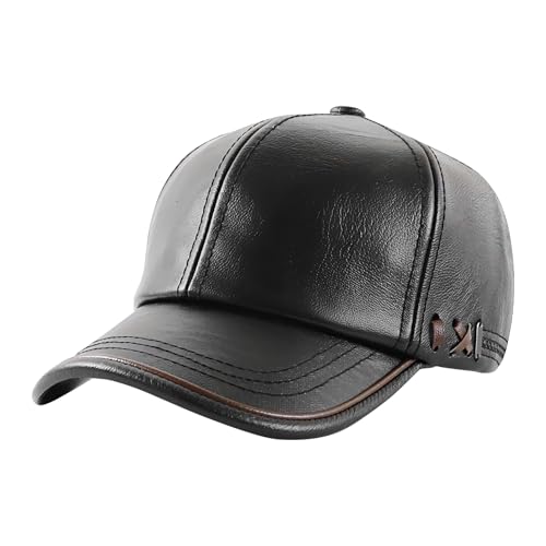 Casquette de baseball homme en cuir PU avec chapeau vintage réglable sport