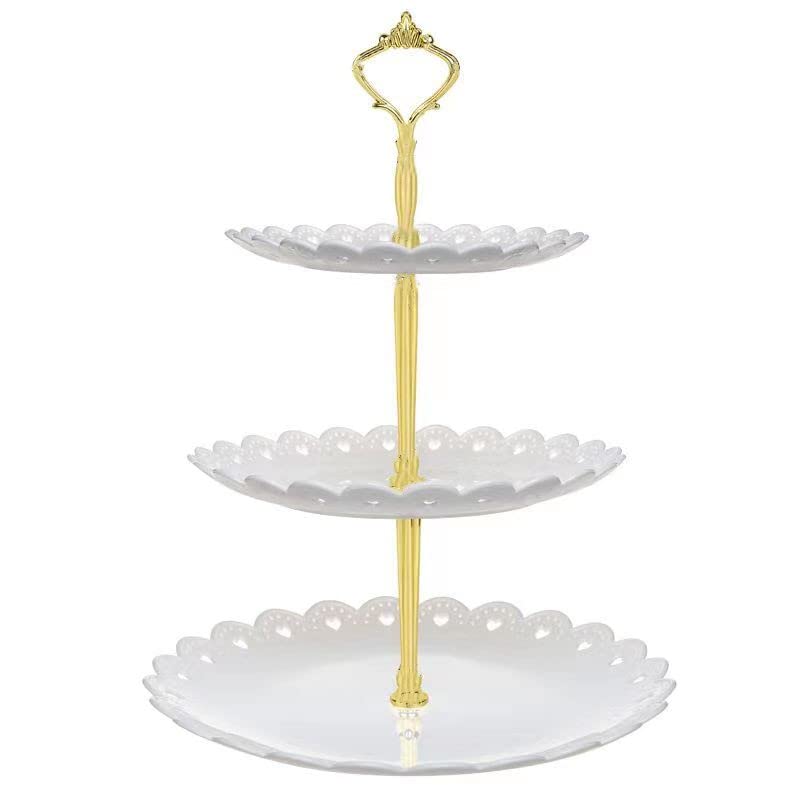 Youleraik Cake Stand, 3 Layers Round Fruit Cake Stand, Removable Dessert Stand for Tea Party / Wedding / Party (White)