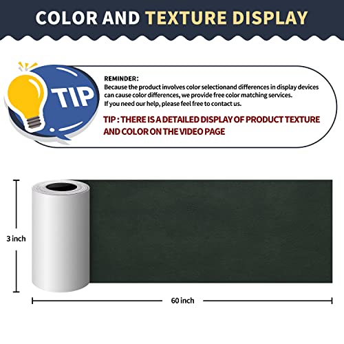 Image of Leather Repair Tape 3X60 inch Patch Leather Adhesive for Sofas, Car Seats, Handbags, Jackets,First Aid Patch (Blackish Green)