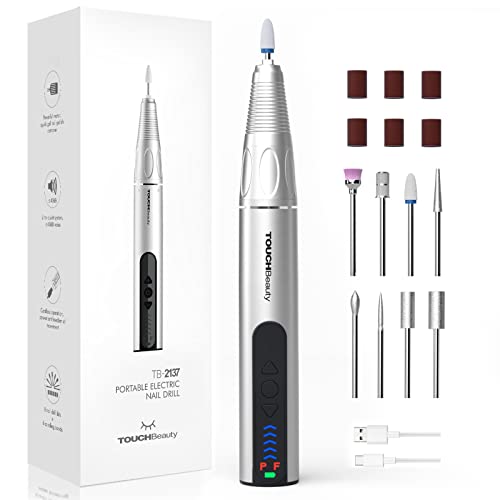 TOUCHBeauty Professional Cordless Nail Drill Kit, 30000 RPM Electric Nail File & Buffer with 8 Bits