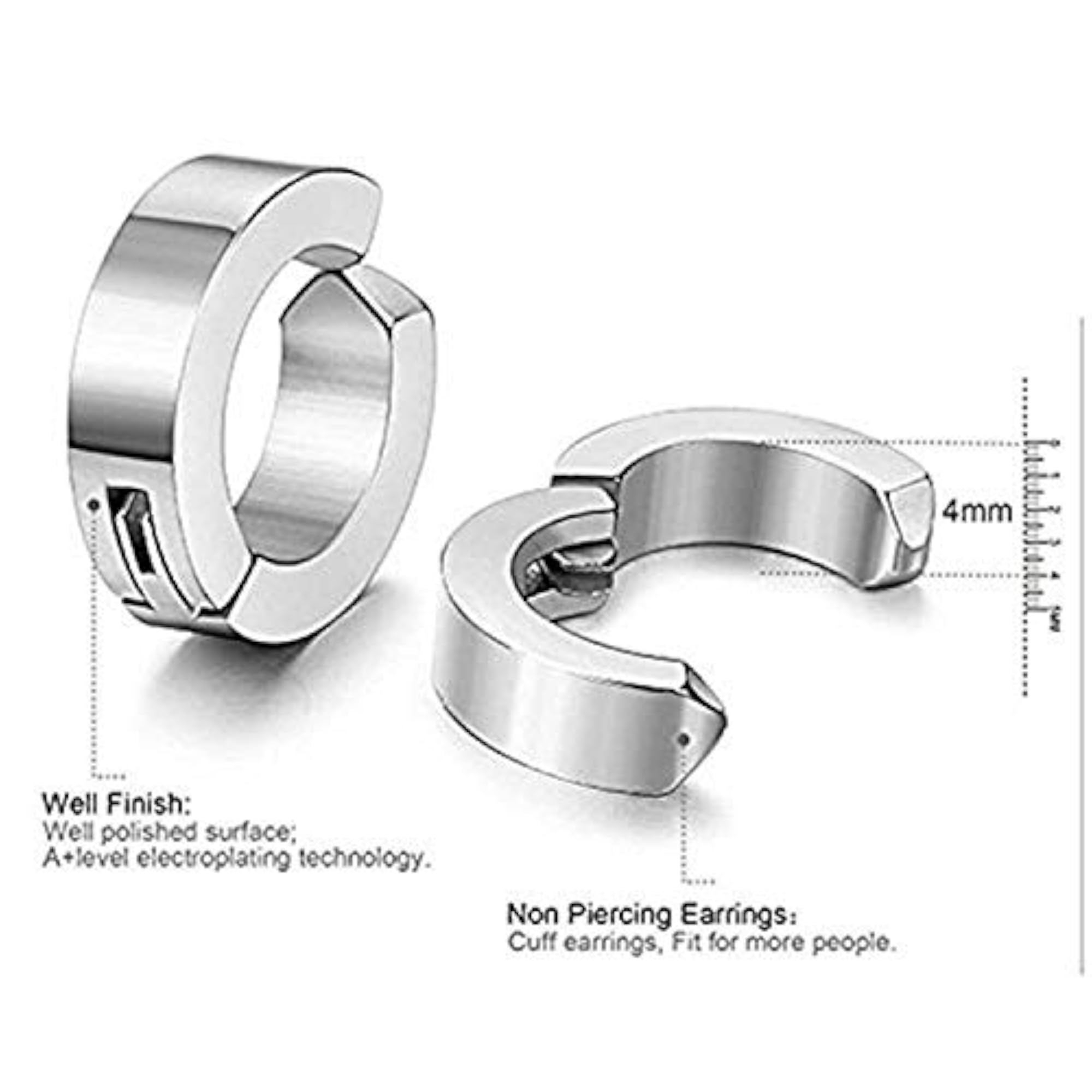 3 Pair Trendy Multicolor Clip-On Earrings for Men and Women
