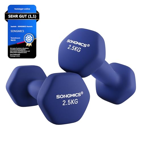 SONGMICS 2er-Set Hanteln, 2 x 2,5 kg rutschfeste Gymnastikhantel mit matter...