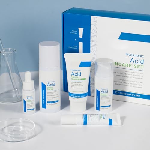BeauBase Set de Cuidado Facial con Acido Hialurónico, Set Regalo 5 Piezas