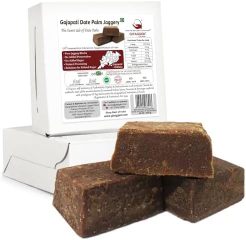 GiTAGGED Gajapati Date Palm Jaggery Block | 100% Pure Palm Jaggery, 400 gm