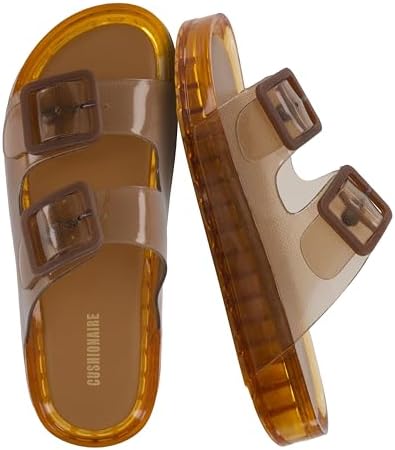 CUSHIONAIRE Pool Slides for Women Waterproof Double Buckle Adjust...