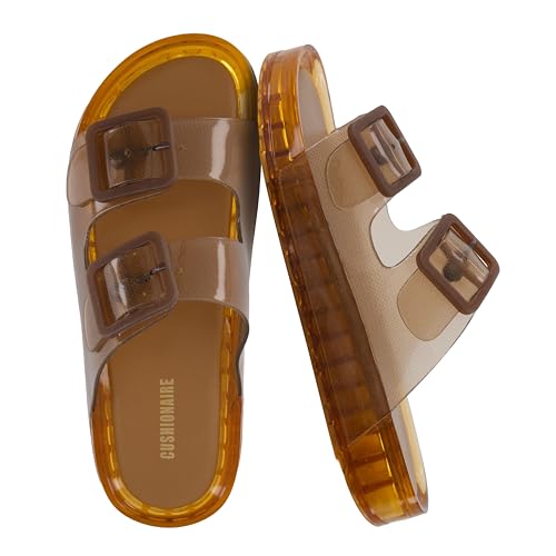 CUSHIONAIRE Pool Slides for Women Waterproof Double Buckle Adjustable Slip-On Womens Sandals for...