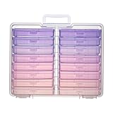 Party Club of America 4"x6" Photo Storage Box with Handle Photo Case Craft Keeper Picture Storage Containers 16 Inner Photo Organizer Large Gradient Pink-Purple Series