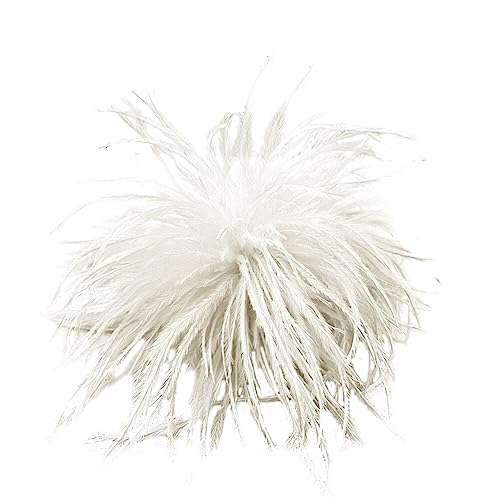 Uposao Broches de penas de avestruz para mulher, broche de penas para mulher, broches de casamento, acessórios elegantes para carnaval, Halloween, festa temática, disfarce, teatro, Pena