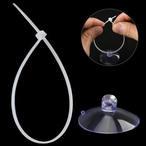 15 Pcs Aquarium Suction Cups with 30pcs Transparent Zip Ties,Suction Cup for Fish Tank Plants Binding Moss Shrimp Nest Landscape Fixation,Kitchen Hanging Organization - 5